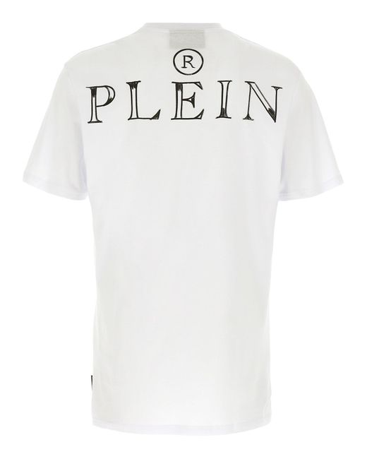 Philipp Plein White 'Skull & Bones' Print T Shirt
