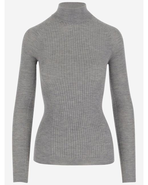 Cashmere et Silk Rib Trinet Pull Sa Su Phi en coloris Gray
