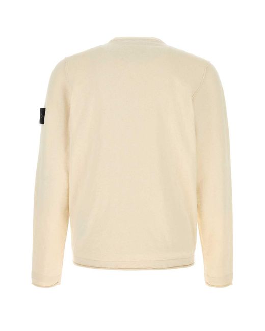 Stone Island Natural Cream Cotton Blend Sweater for men