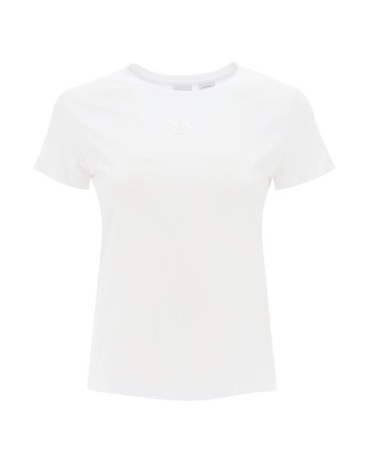 Camiseta de logotipo de efecto bordado de Pinko de color White