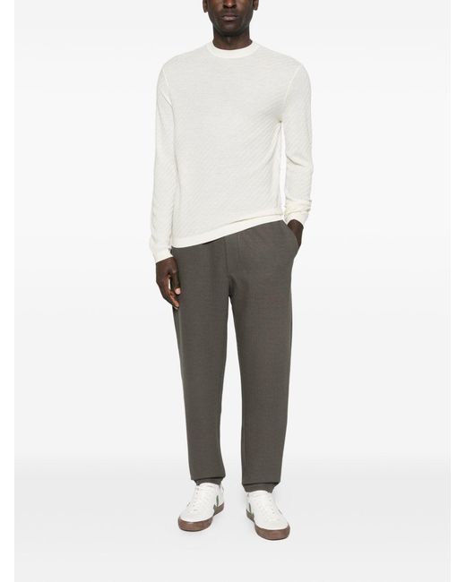 Emporio Armani White Wool Crewneck Sweater for men