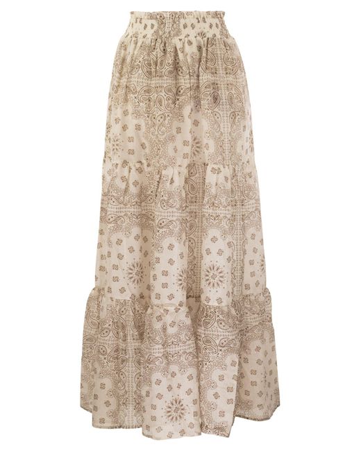 Cheyenne Long Skirt in cotone e seta. di Mc2 Saint Barth in Natural