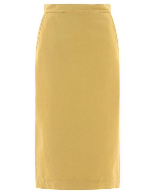 "Denver" Straight Fit Gabardine Skirt Max Mara de color Yellow