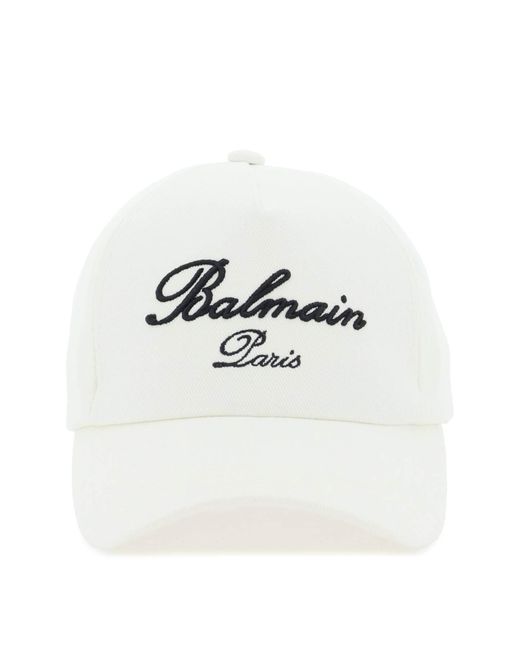 Broidered Logo Baseball Cap Balmain pour homme en coloris White
