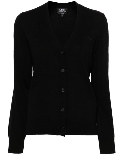 A.P.C. Black Cardigan Salome Logo