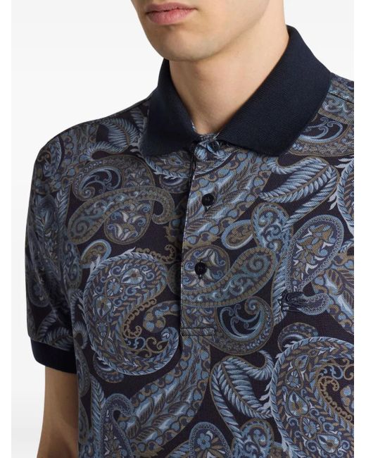 Etro Brown Paisley Print Polo