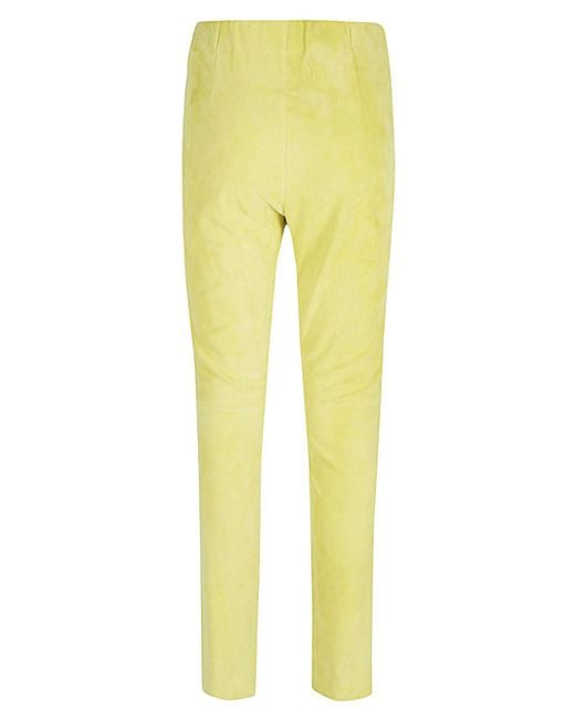 Via Masini 80 Yellow Slim Fit Suede Trousers
