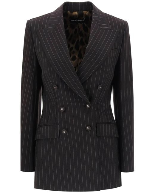 Pinstriped Turlington Jacket Dolce & Gabbana en coloris Black