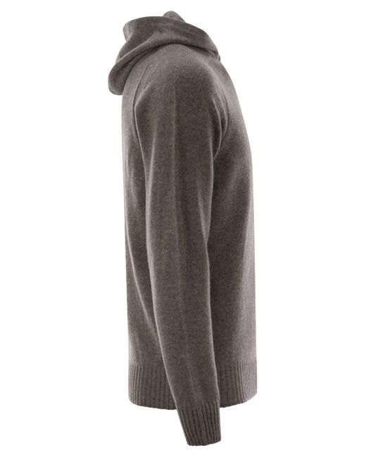 Tagliatore Gray Virgin Wool Sweater With Hood for men