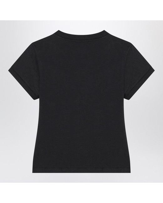 Ganni Black Washed T-Shirt With Poodle Print