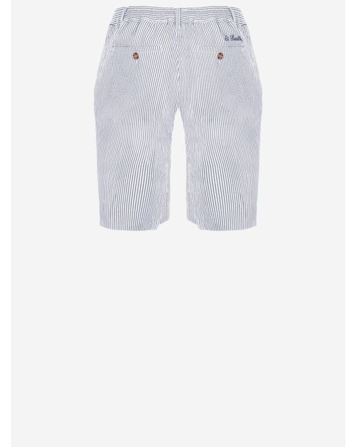 Mc2 Saint Barth Blue Striped Cotton Shorts