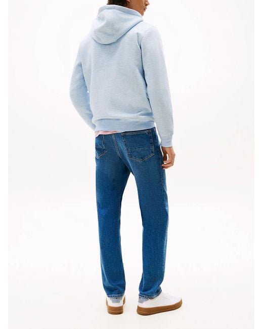 Tommy Hilfiger Blue Felpa Con Cappuccio E Logo Ricamato