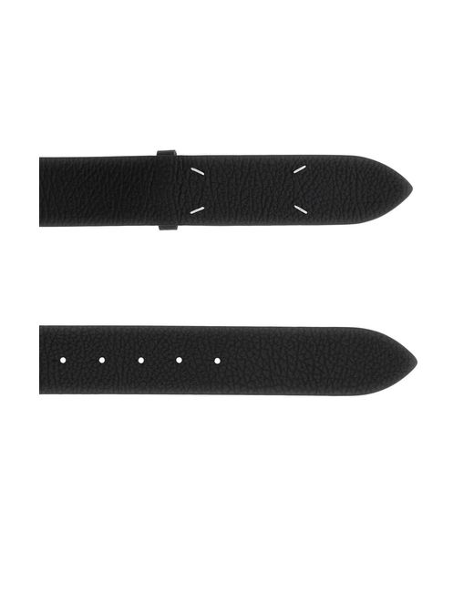 Maison Margiela Black Textured Calf Leather Regular Belt