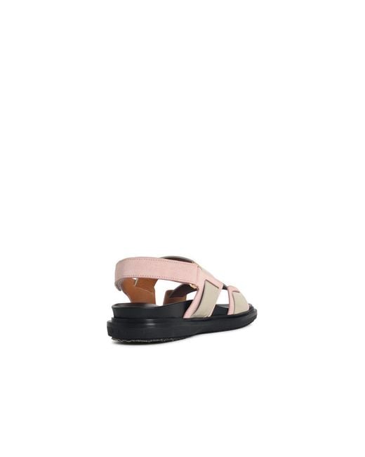 Marni White 'Fussbett' Leather Sandals