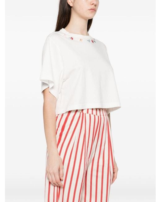 Forte_forte White Embroidered Cotton T Shirt
