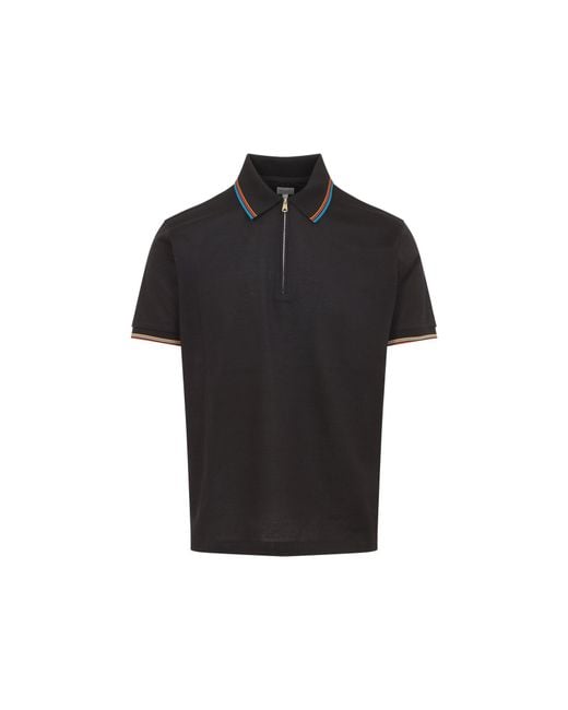 Paul Smith Black Str Detail Polo Shirt