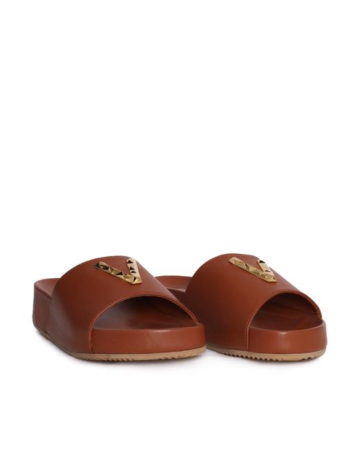 Via Roma 15 Brown Jewelled Slipper