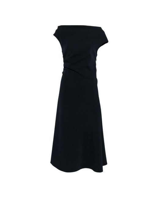 P.A.R.O.S.H. Midi-Jurk Met Gedrapeerd-Effect in het Black