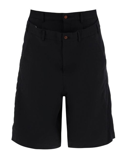 Comme des Garçons Gelaagde Bermuda -shorts in het Black voor heren