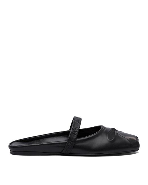 Marni Schoenen ,Zwart ,Leer Little Bow Ballet Flat in het Black