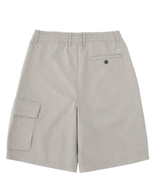C P Company Gray Shorts Cargo Con Patch Logo for men