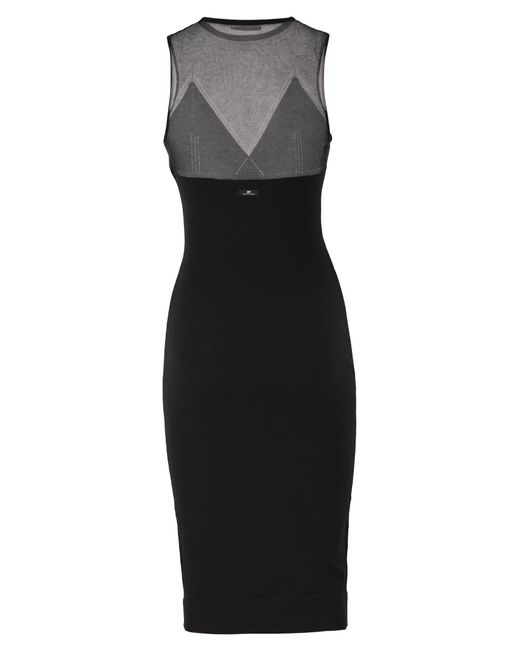 Elisabetta Franchi Black Knitted Dress With Sheer Details