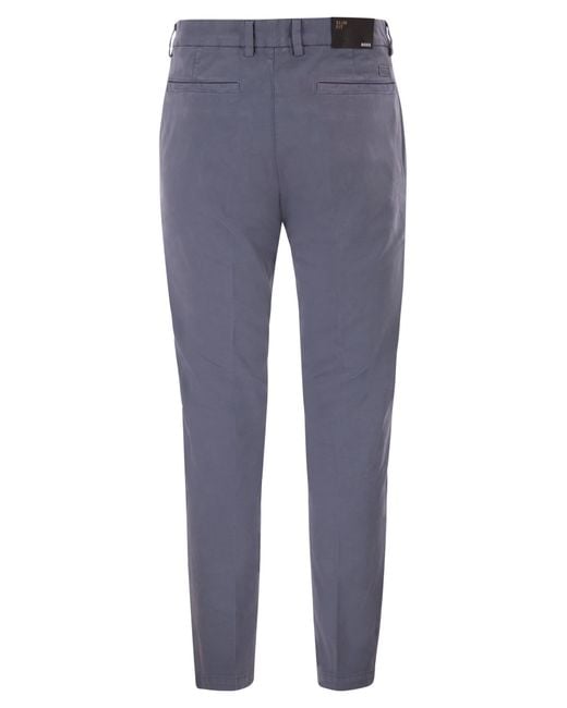 Boss Blue Slim Fit Stretch Cotton Chino Trousers for men