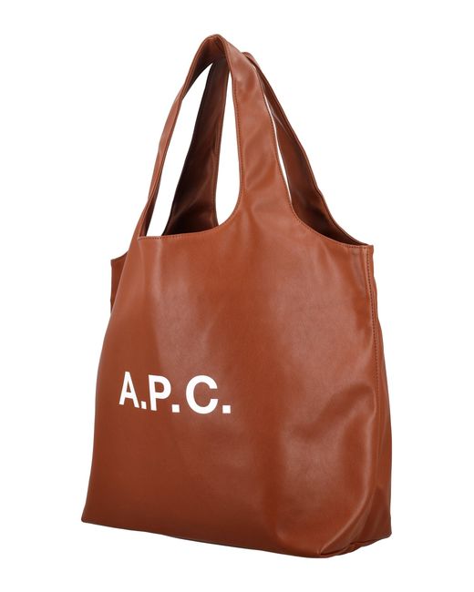 A.P.C. Brown Ninon Tote Bag With Logo
