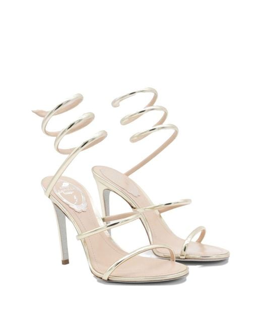 Rene Caovilla White Cleo Heel Sandals
