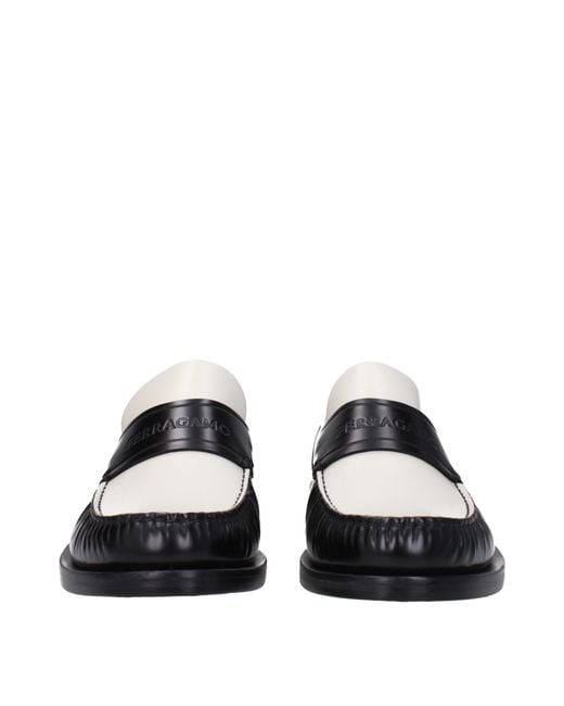 Ferragamo Black Fillmore Loafers/Cream Leather