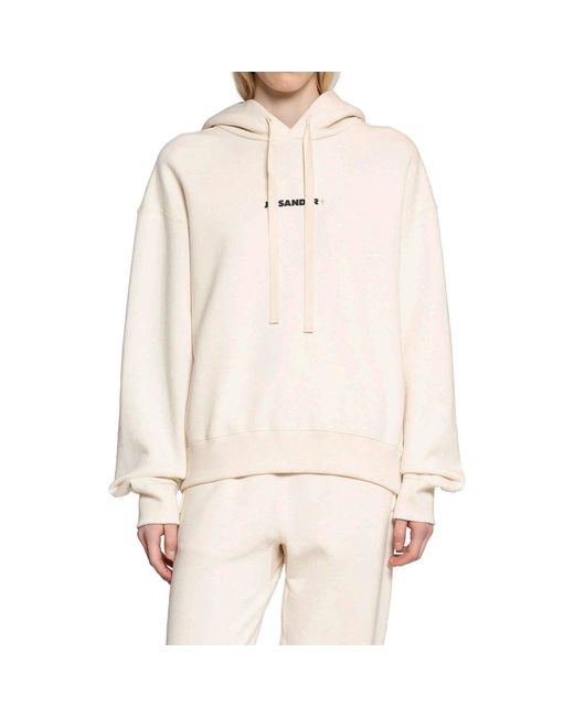 Jil Sander White Cotton Hooded Sweatshirt