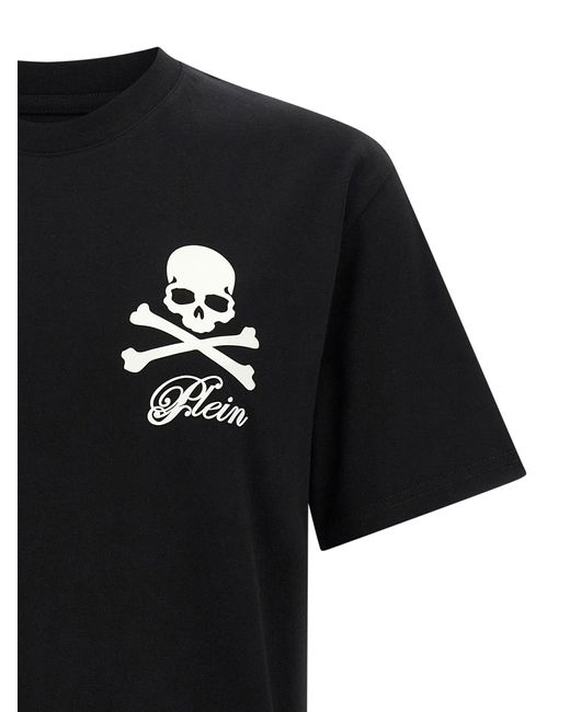 Philipp Plein 'skull & Bones' Print T -shirt in het Black voor heren