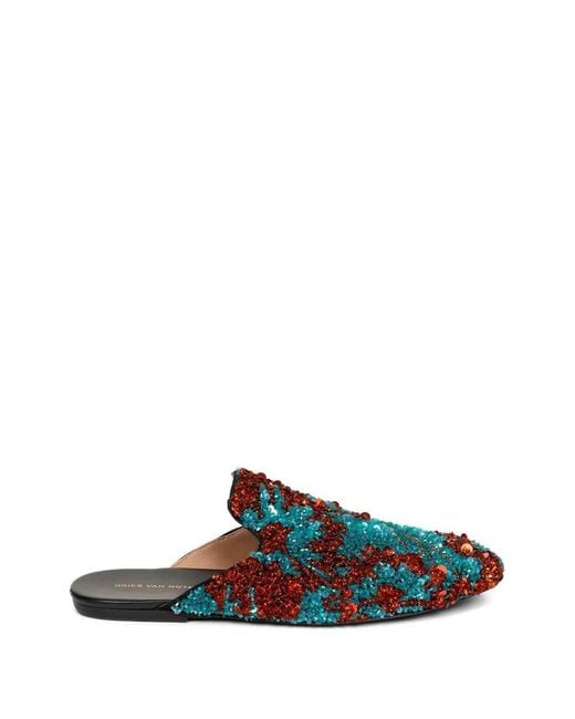 Dries Van Noten Blue Sequined Slippers