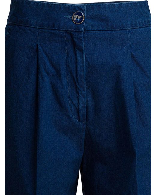 Valentino Blue Wide-Leg With Pleats Jeans