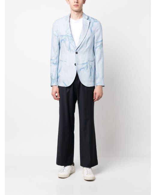 Eclat Jewels Blue Printed Single Breasted Jacket for men