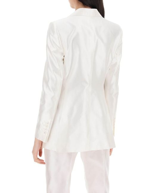 Dolce & Gabbana White Turlington Jacke in Seiden Mikado