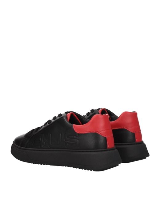 Cesare Paciotti Black Sneakers 4Us Uomo Pelle Nero/Rosso for men