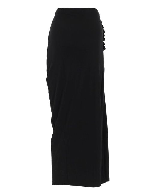 Rabanne Black Ruched Midi Skirt