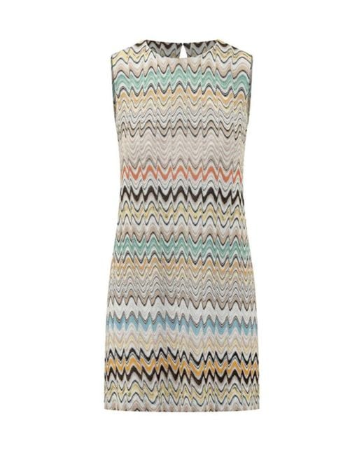 Missoni Gray Zigzag Knit Sleeveless Dress