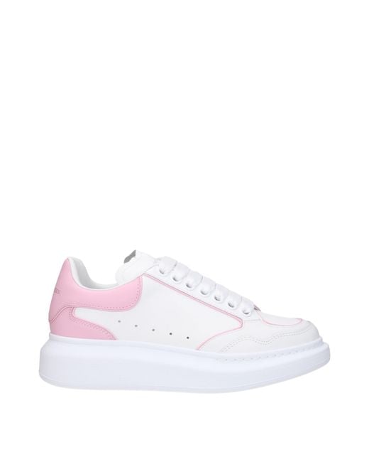 Alexander McQueen White Sneakers Larry Donna Pelle Bianco/Rosa Tenue