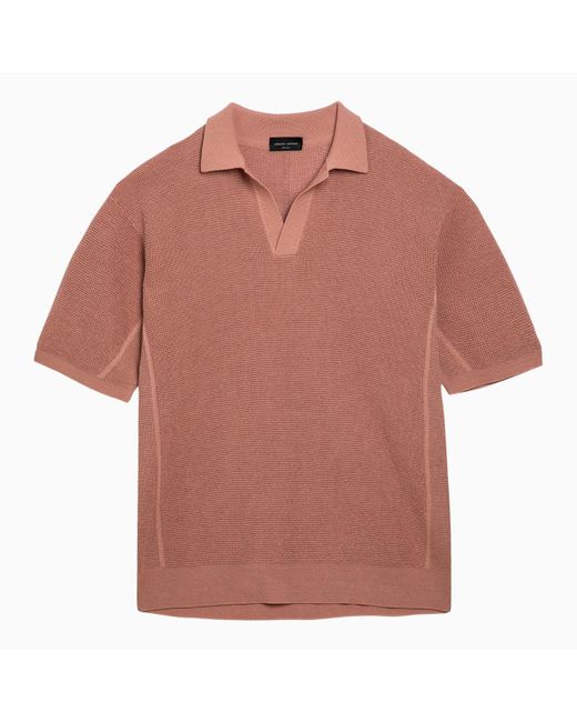 Roberto Collina Linen And Cotton Polo Shirt in Orange for Men | Lyst
