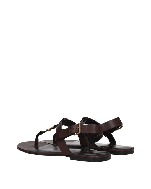Saint Laurent Brown Cassandra Flip Flops Leather/Moro Head