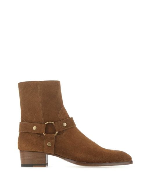 Saint Laurent Brown Wyatt Harness 40 Suede Boot for men