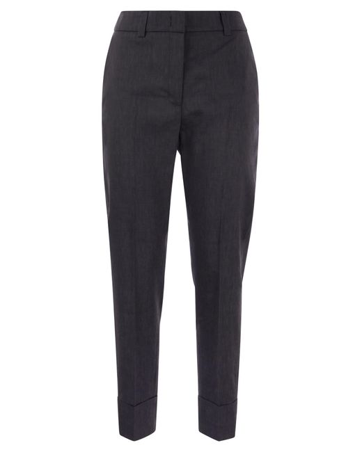 Peserico Blue Wool And Linen Trousers