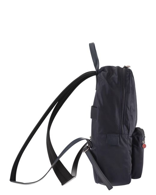 Kiton Blue Technical Fabric Backpack With Logo