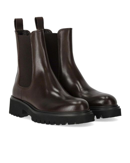 Guglielmo Rotta Black Worms Chocolate Chelsea Boot
