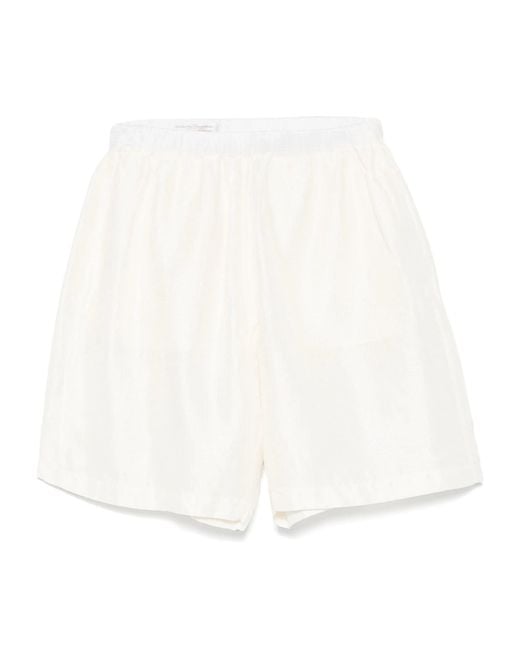 RANRA White Stroller Silk Ripstop Shorts for men