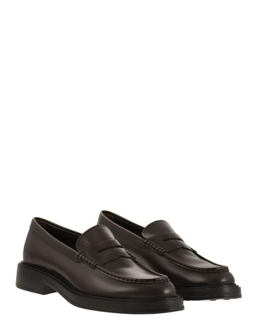 Tod's Black Leather Loafers for men