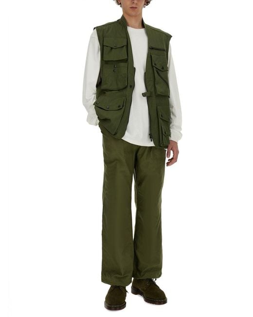 Needles Green Utility Vest With Multiple Pockets And Zip Closure for men
