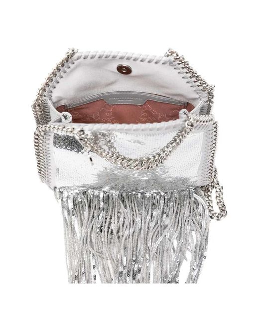 Stella McCartney Gray Falabella Mini Tote Bag With Fringe